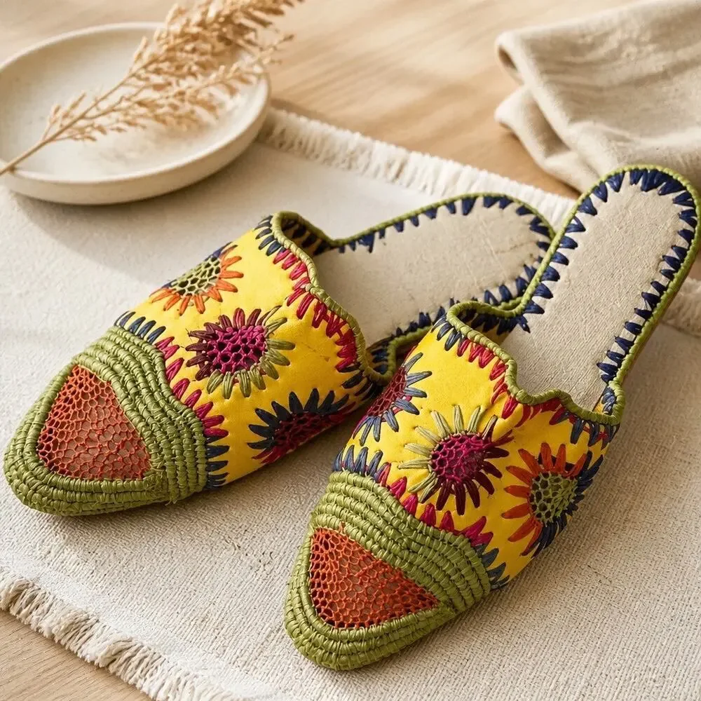 Embroidered Colorful Floral Loafers Womens 7 Hippie Boho Indie Beachy Vacation